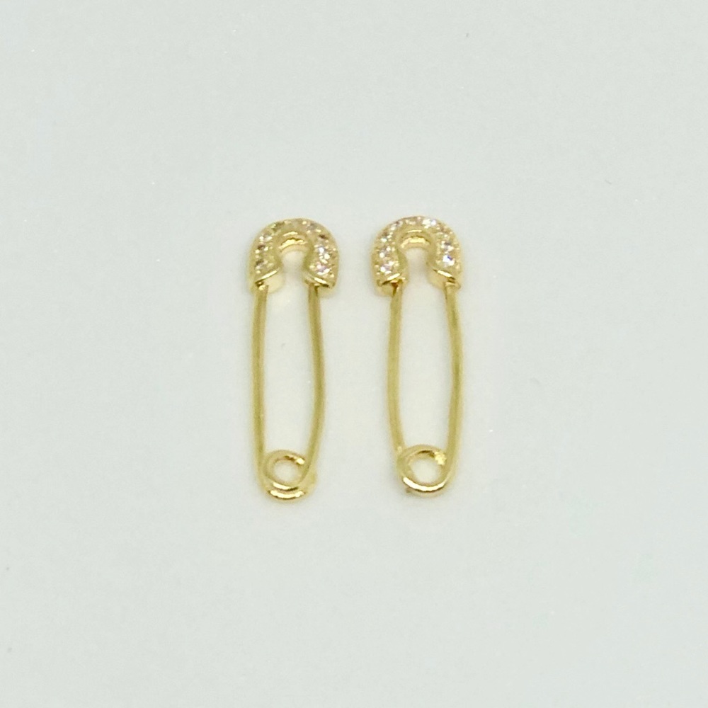 Pave Safety Pin Earring- Gold Minimalist Dainty